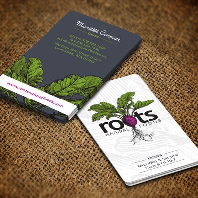 Roots Natural Foods需要一张新的独特的令人惊叹的名片