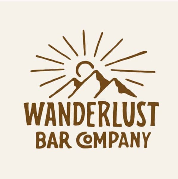 品牌标志设计，山后有太阳：&#39；Wanderlust酒吧公司&#39；